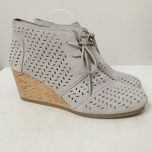 Toms Gray Perforated Wedge Shoes